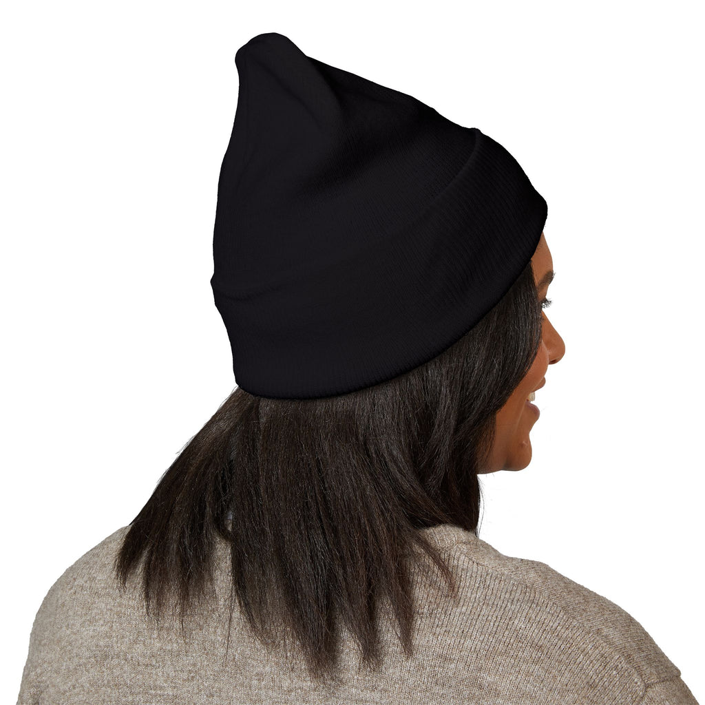 Happy Teddy Embroidered Cuffed Beanie — Cozy Cute Winter Hat