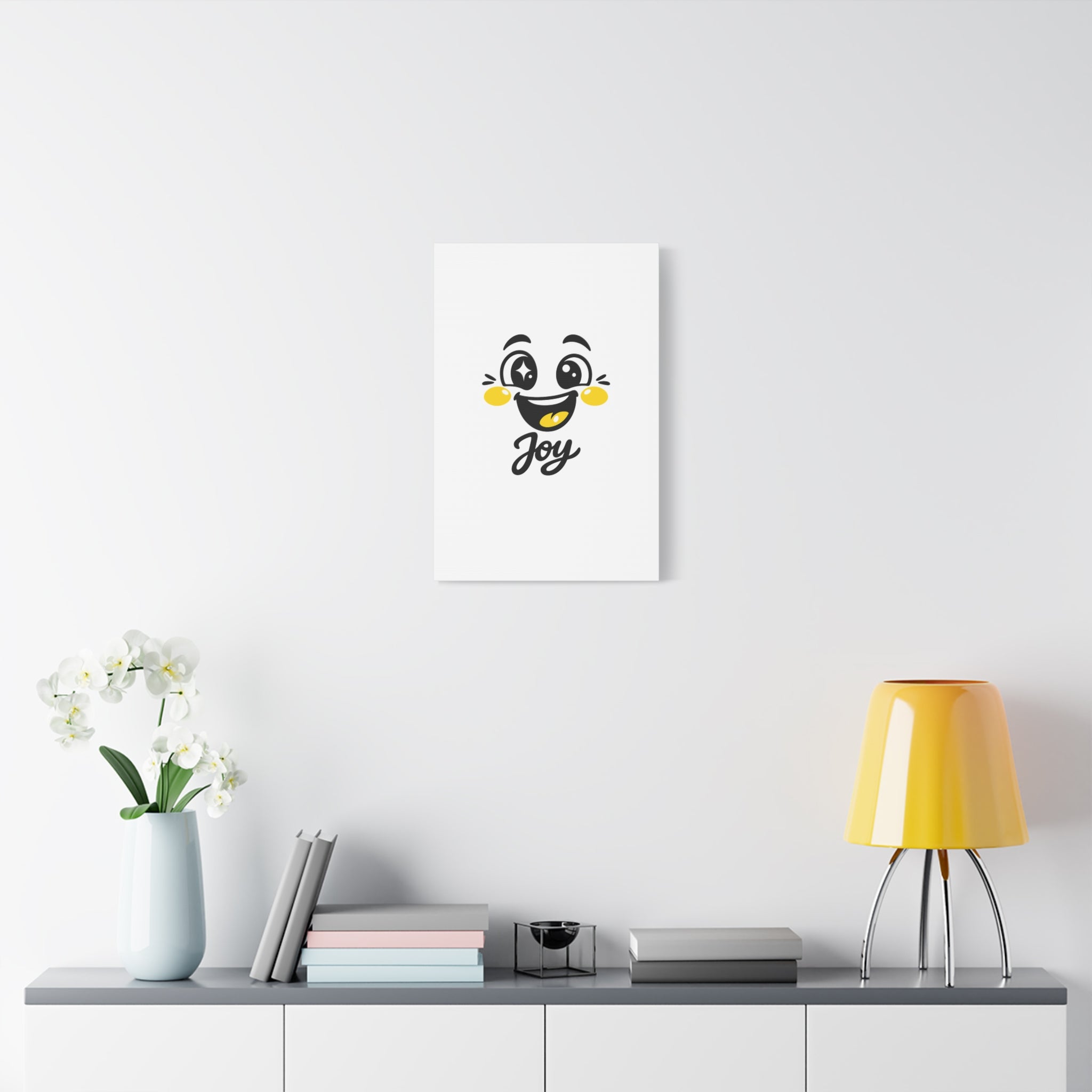 Joy Mood Face Canvas | kawaii minimal, thick outline emoji cartoon