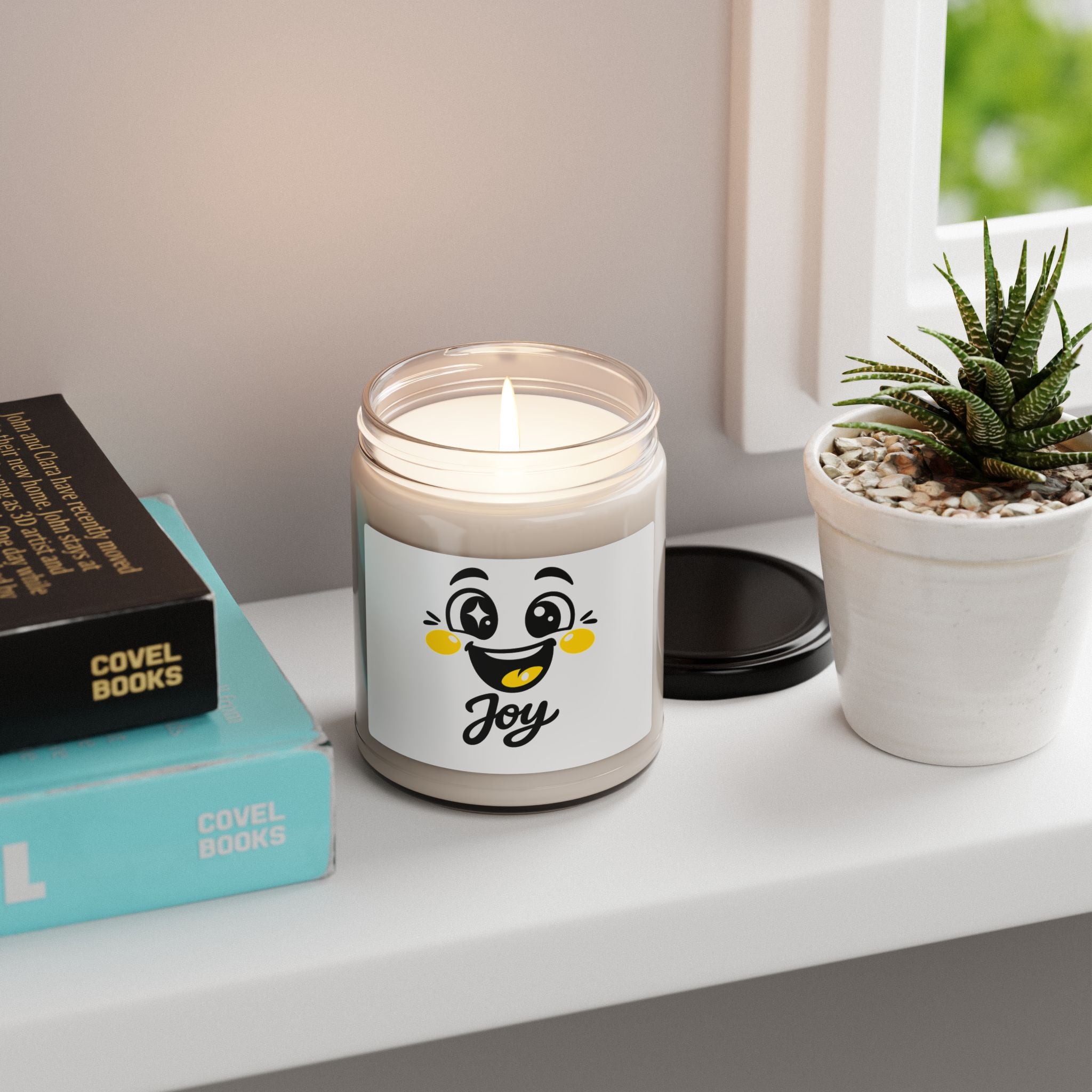 Joy Mood Face Candle | kawaii minimal, thick outline soy candle