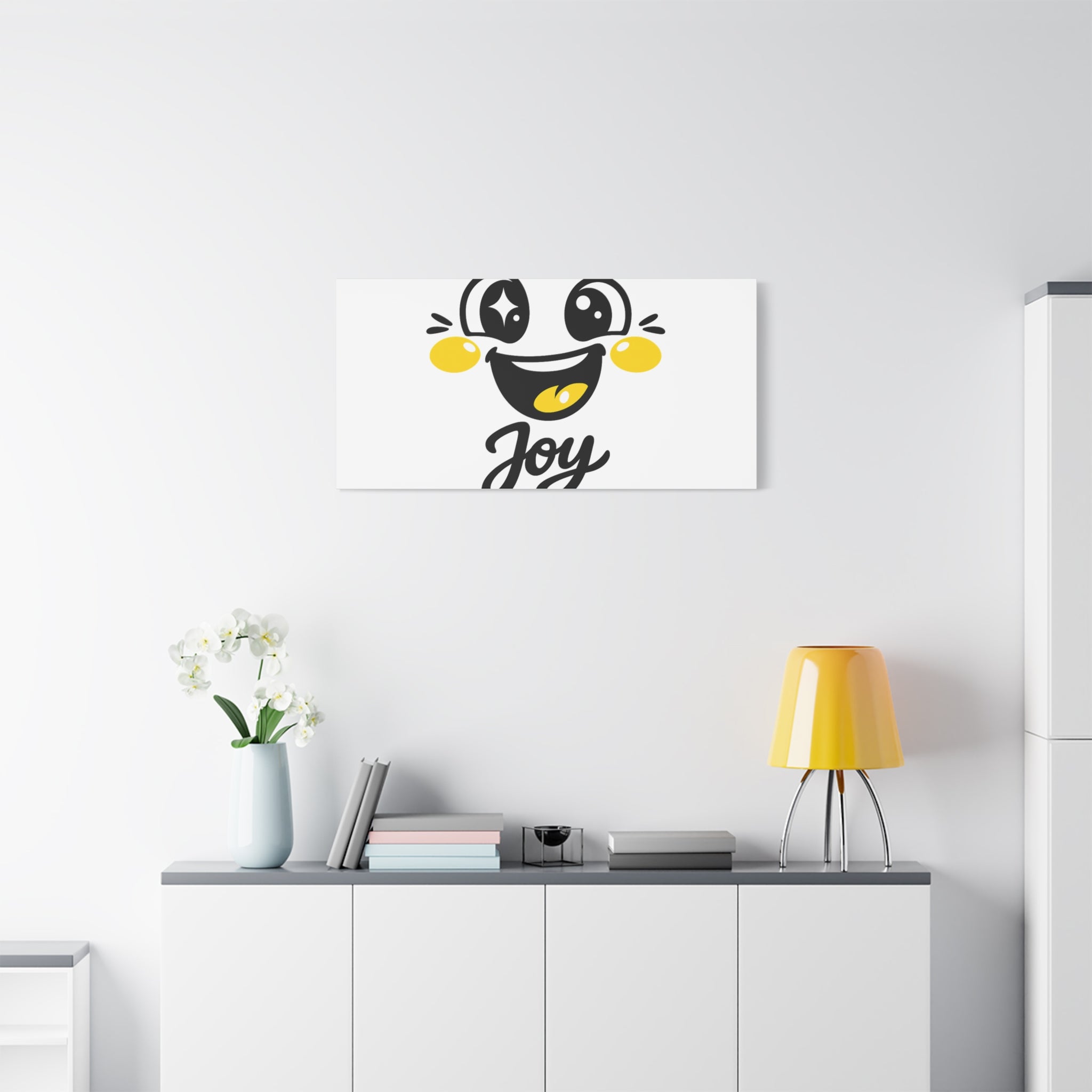 Joy Mood Face Canvas | kawaii minimal, thick outline emoji cartoon