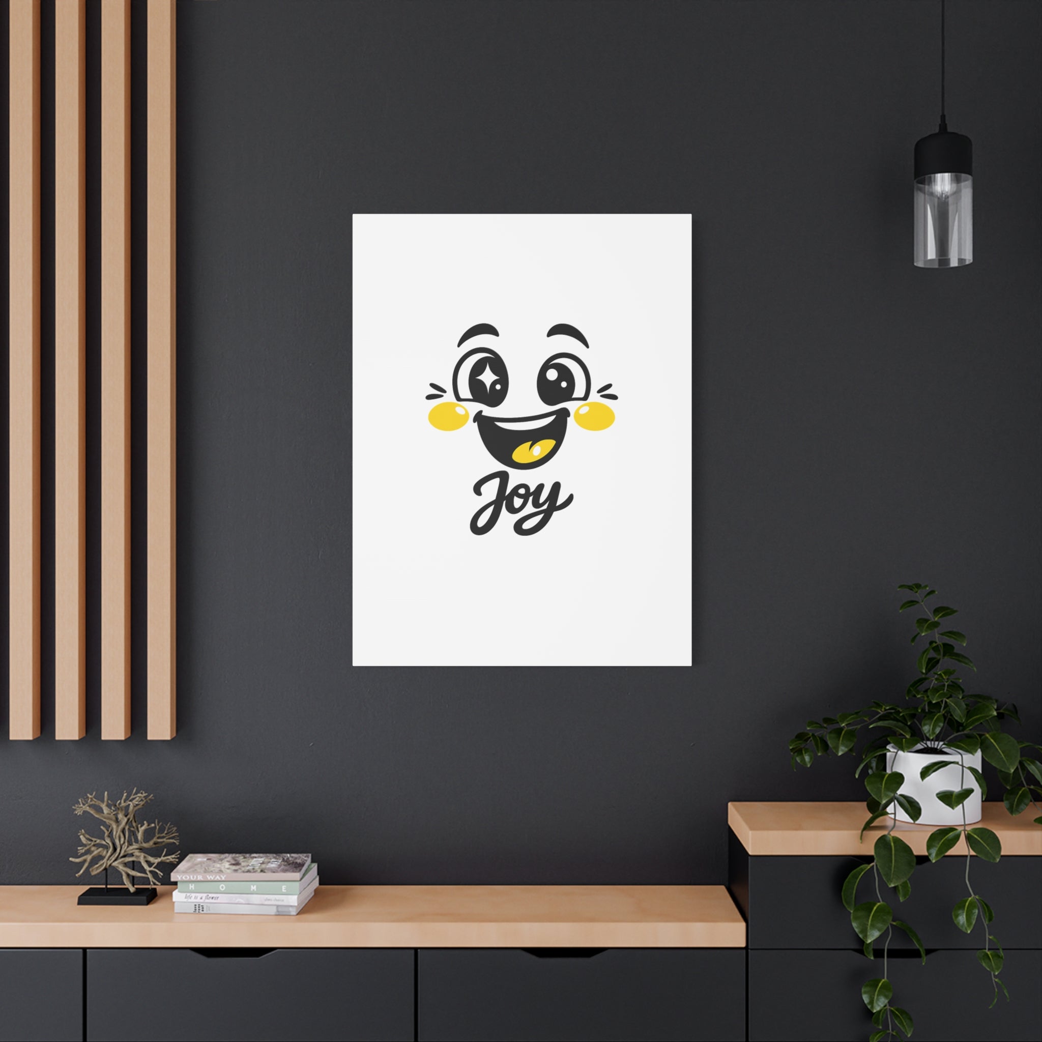 Joy Mood Face Canvas | kawaii minimal, thick outline emoji cartoon