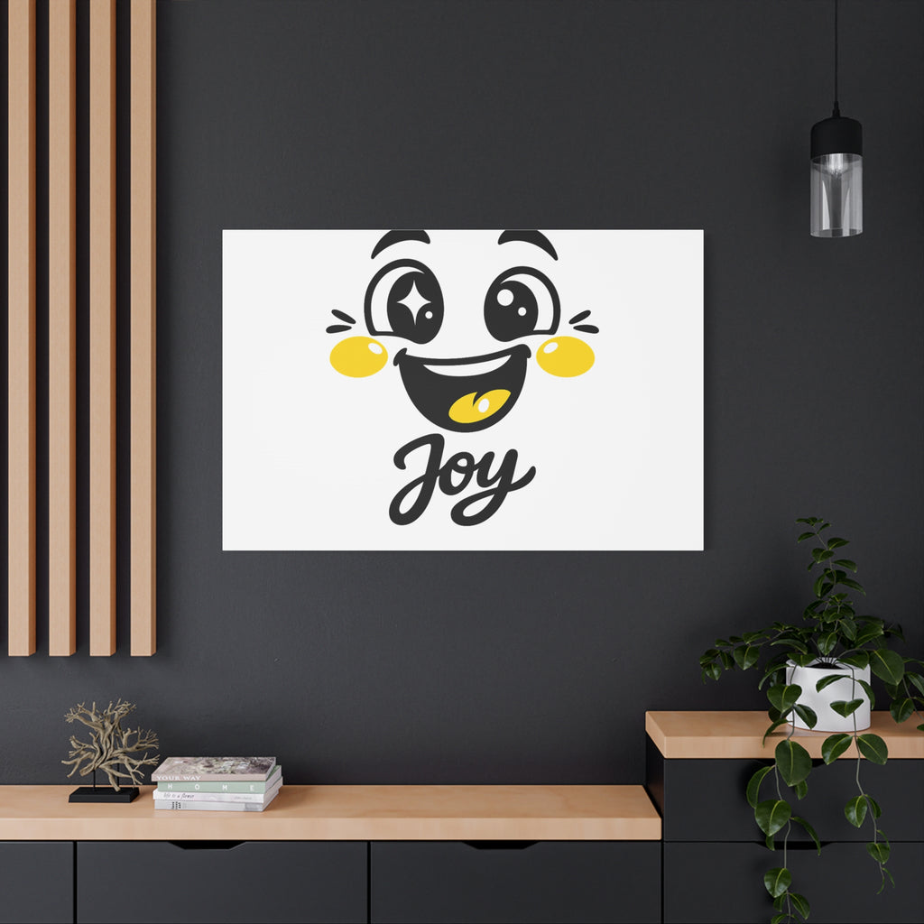 Joy Mood Face Canvas | kawaii minimal, thick outline emoji cartoon