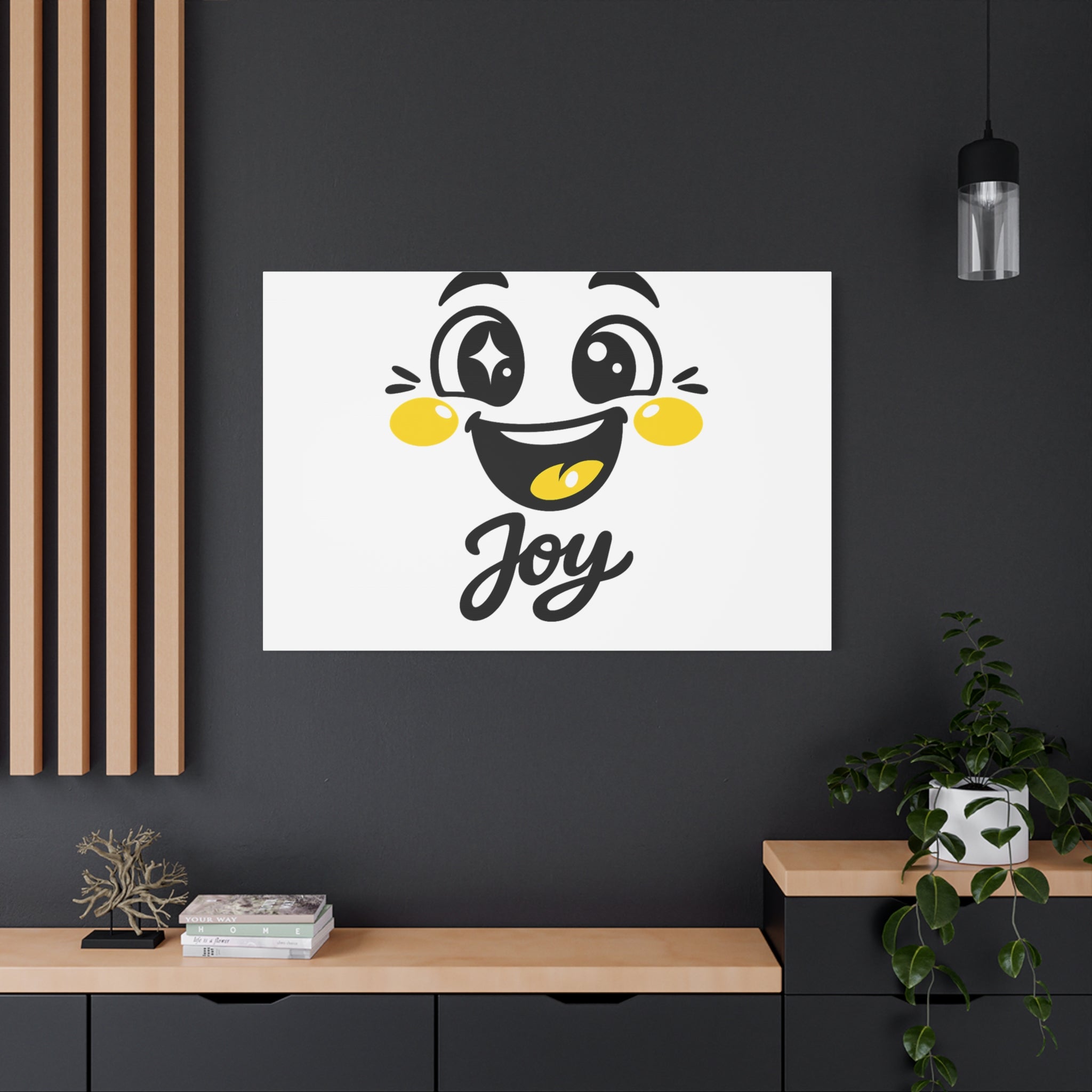 Joy Mood Face Canvas | kawaii minimal, thick outline emoji cartoon