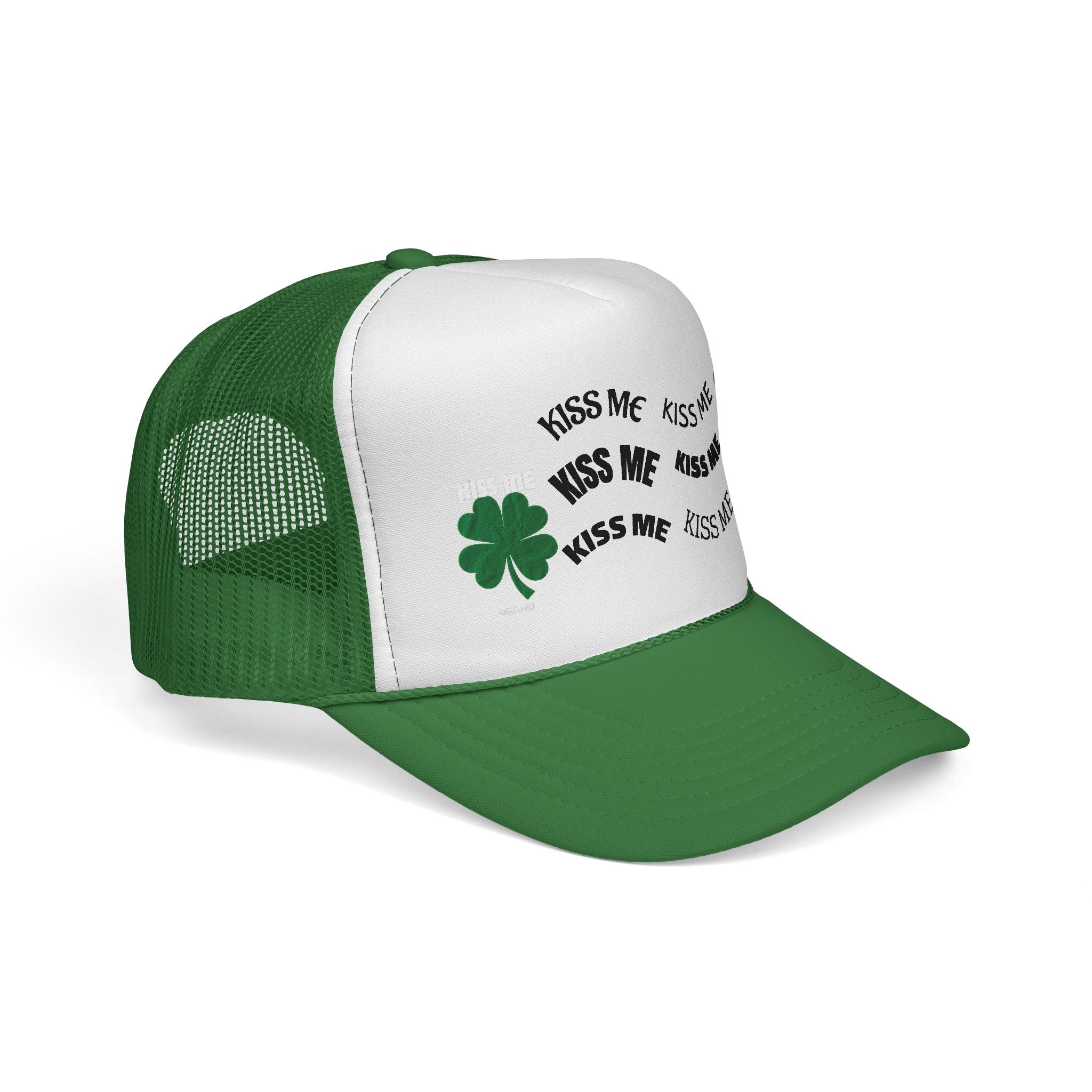 Kiss Me St. Patrick's Trucker Cap with Shamrocks