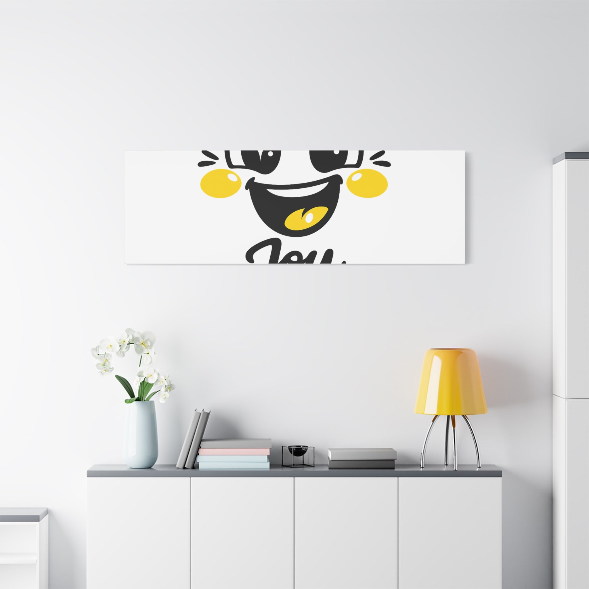Joy Mood Face Canvas | kawaii minimal, thick outline emoji cartoon