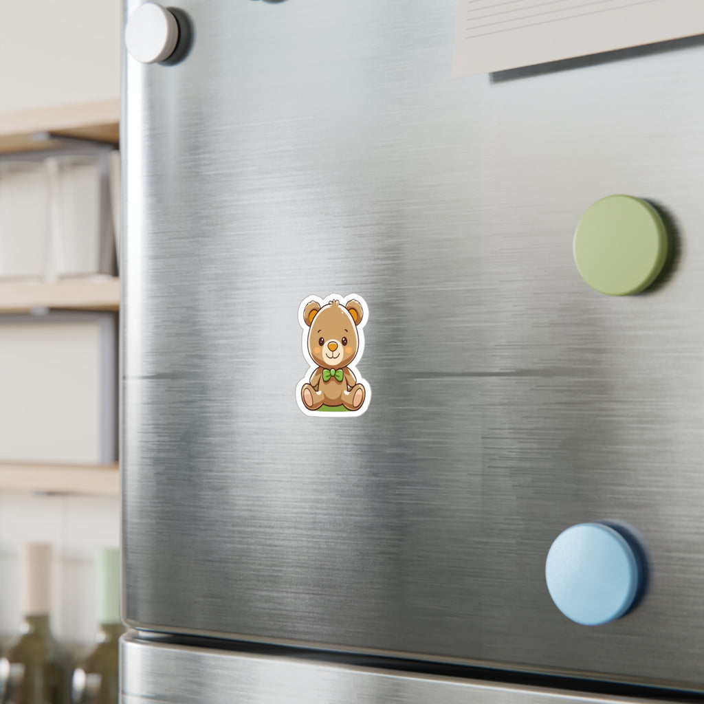 Happy Teddy Vinyl Sticker — Kiss-Cut Decal for Laptops, Water Bottles, & Windows