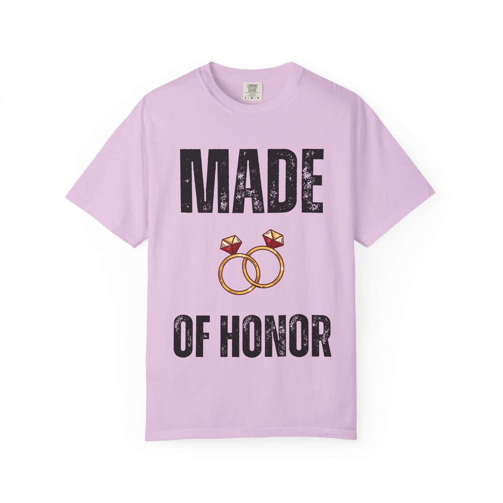 Made of Honor T‑Shirt — Maid of Honor Bridal Party Tee with Wedding Rings