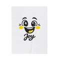 Joy Kawaii Mood Face Velveteen Plush Blanket | thick outline emoji cartoon