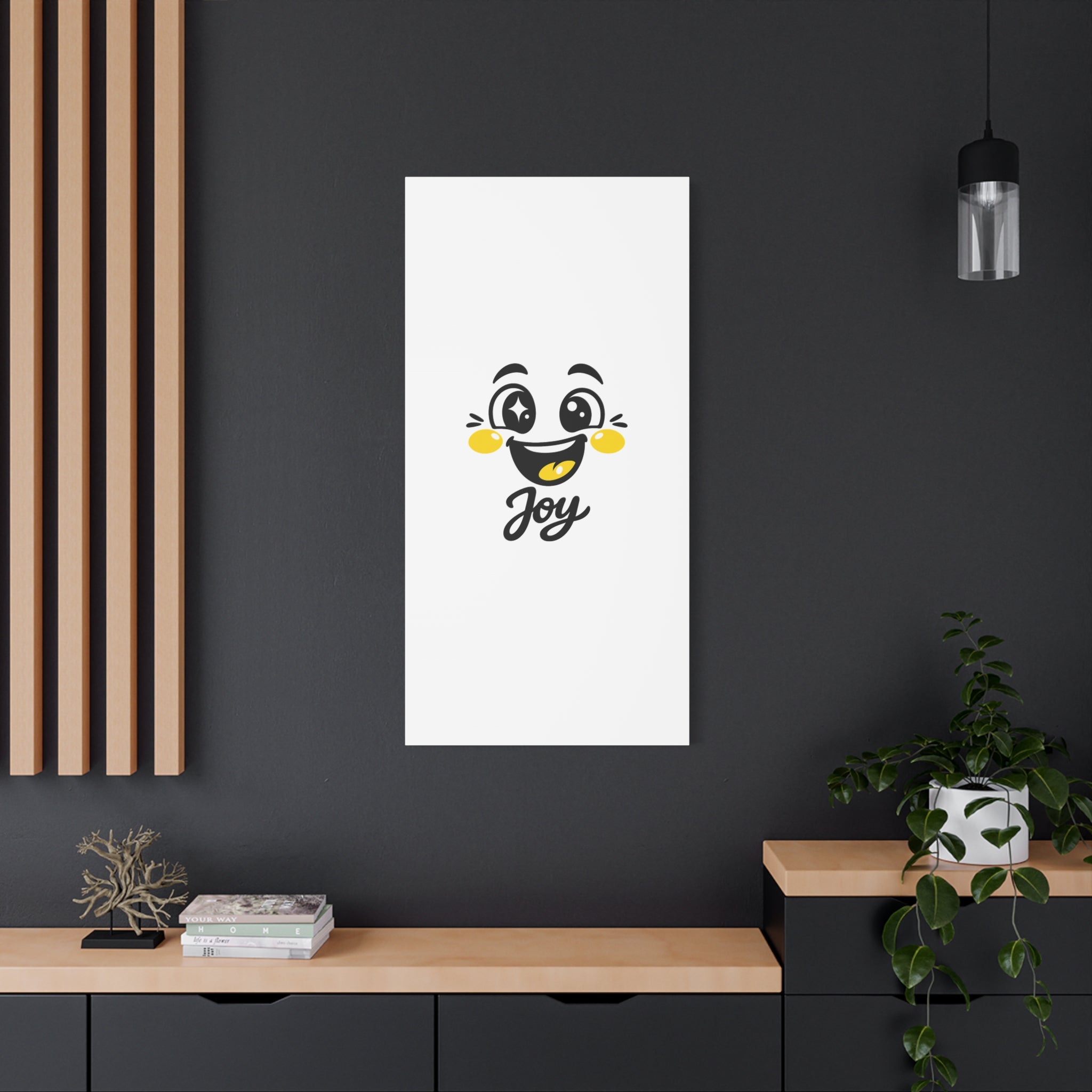 Joy Mood Face Canvas | kawaii minimal, thick outline emoji cartoon