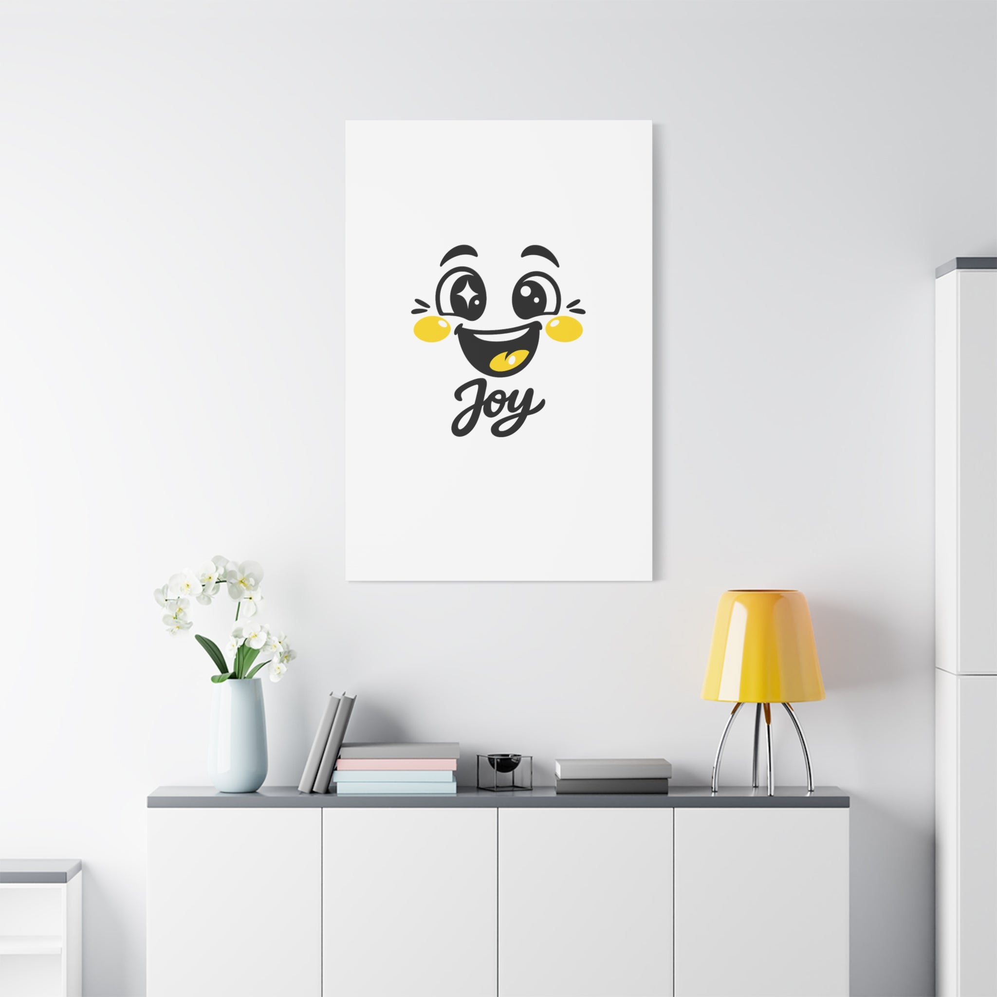 Joy Mood Face Canvas | kawaii minimal, thick outline emoji cartoon