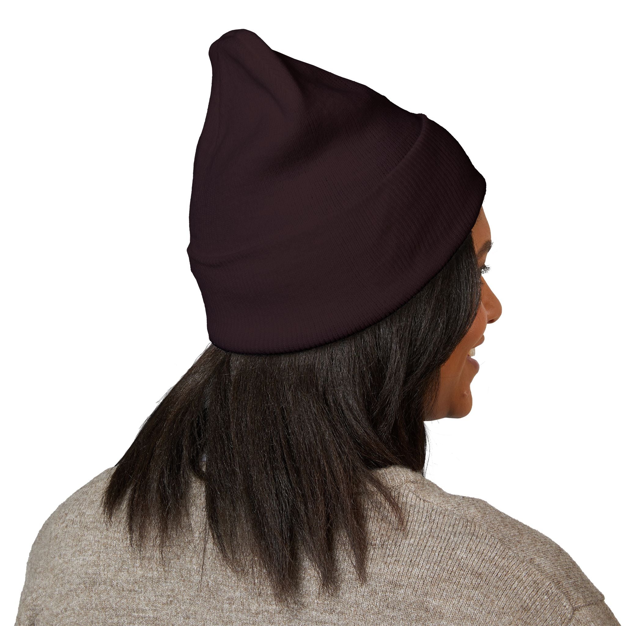 Happy Teddy Embroidered Cuffed Beanie — Cozy Cute Winter Hat