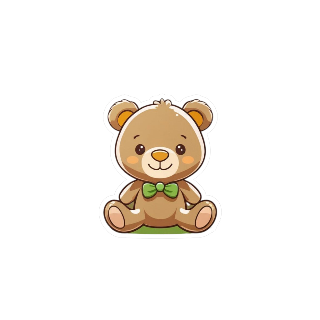 Happy Teddy Vinyl Sticker — Kiss-Cut Decal for Laptops, Water Bottles, & Windows