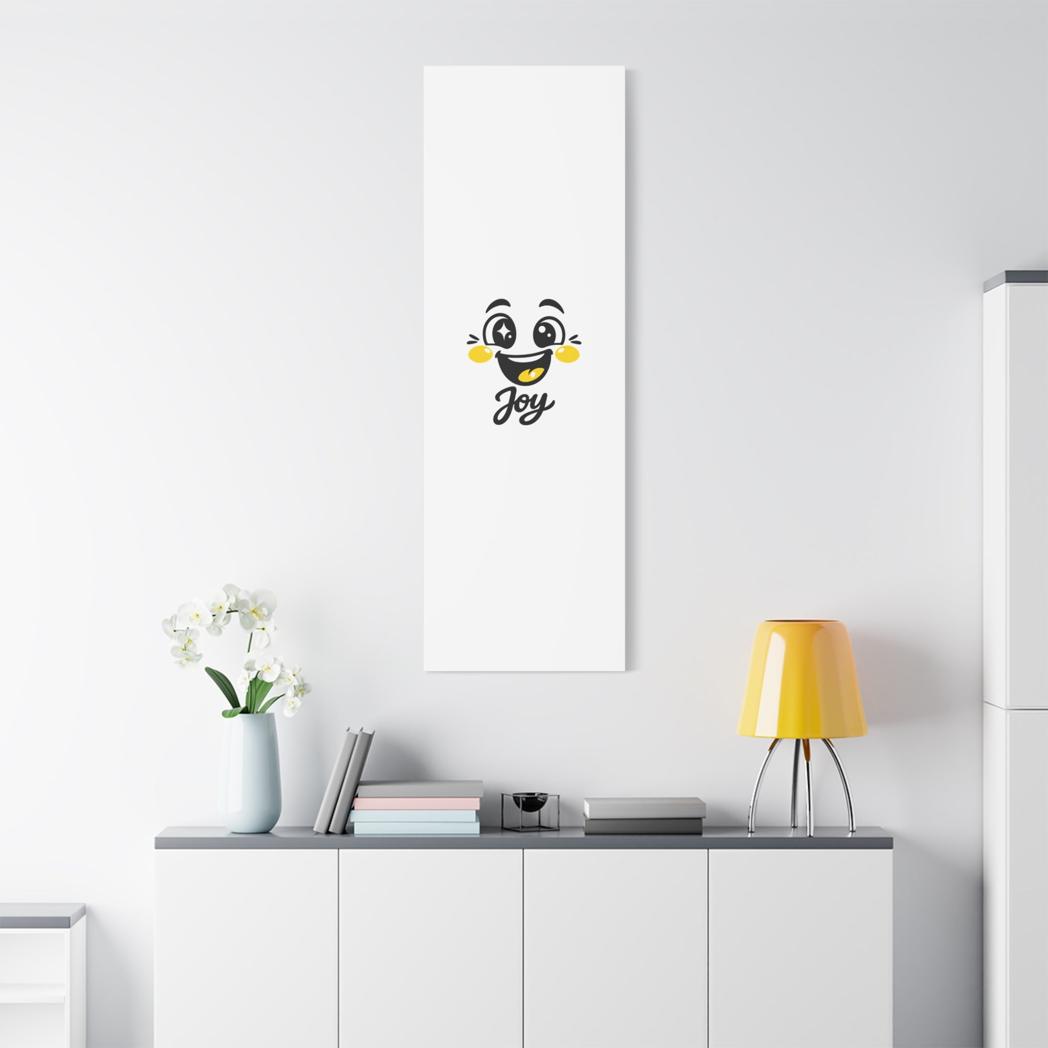 Joy Mood Face Canvas | kawaii minimal, thick outline emoji cartoon