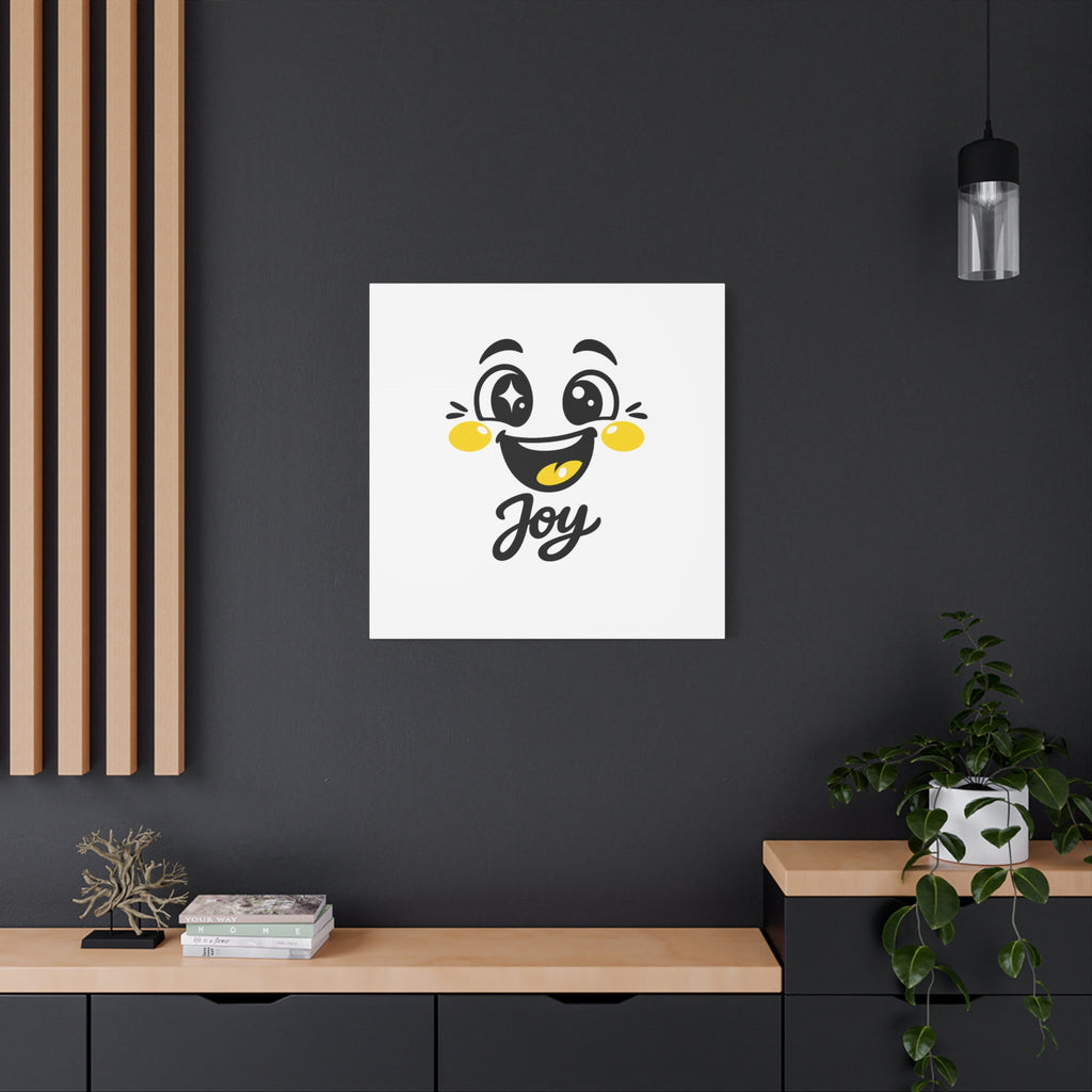 Joy Mood Face Canvas | kawaii minimal, thick outline emoji cartoon