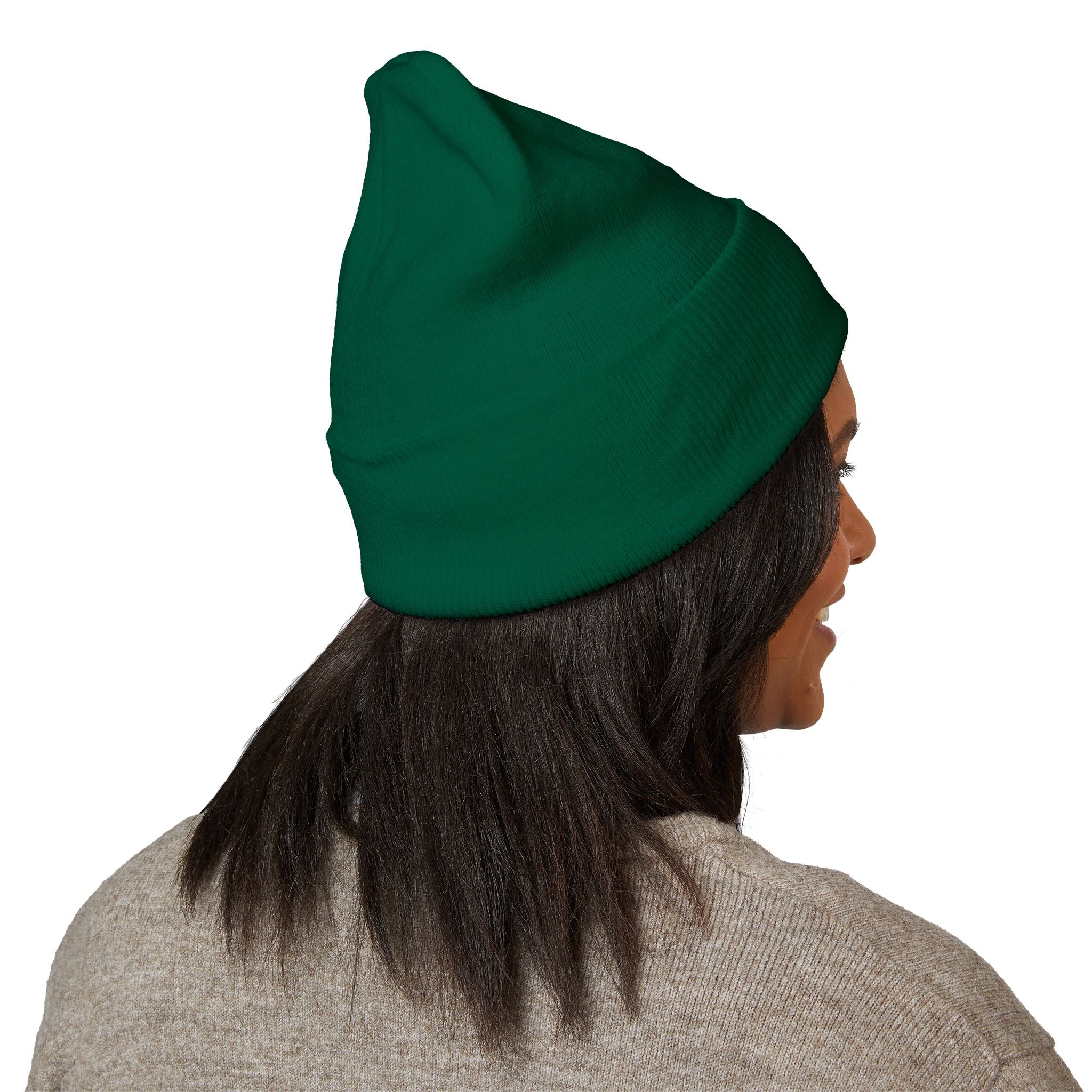 Happy Teddy Embroidered Cuffed Beanie — Cozy Cute Winter Hat
