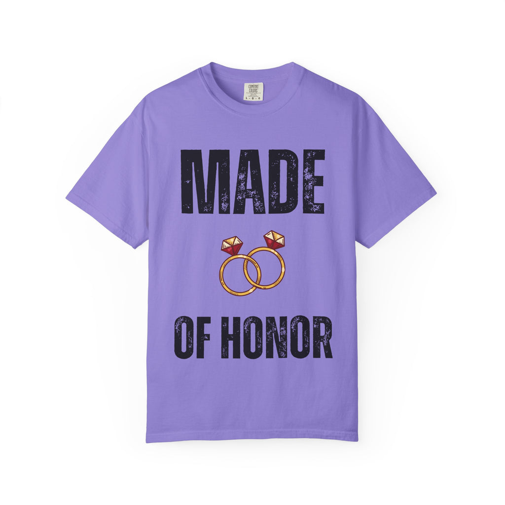 Made of Honor T‑Shirt — Maid of Honor Bridal Party Tee with Wedding Rings