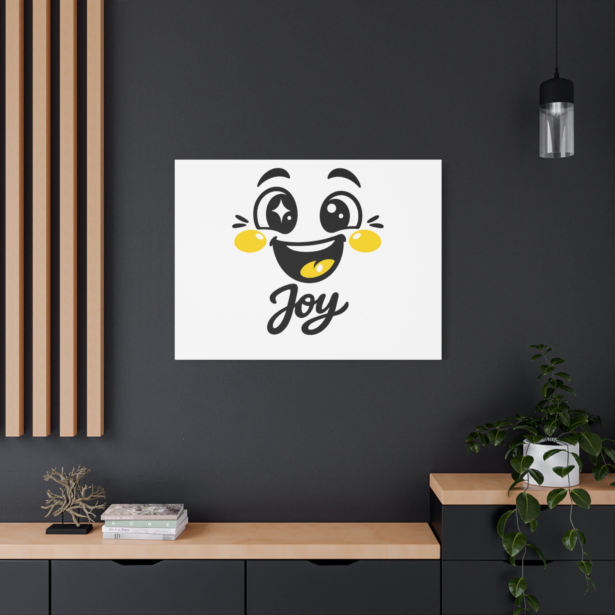 Joy Mood Face Canvas | kawaii minimal, thick outline emoji cartoon