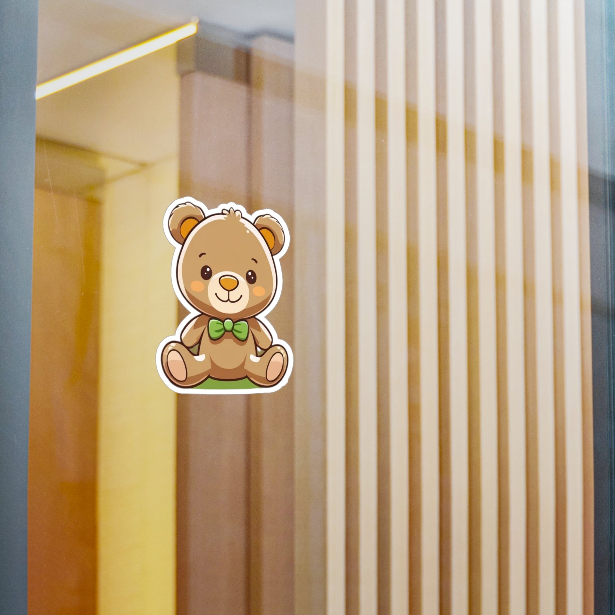 Happy Teddy Vinyl Sticker — Kiss-Cut Decal for Laptops, Water Bottles, & Windows