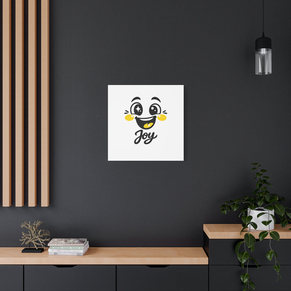 Joy Mood Face Canvas | kawaii minimal, thick outline emoji cartoon