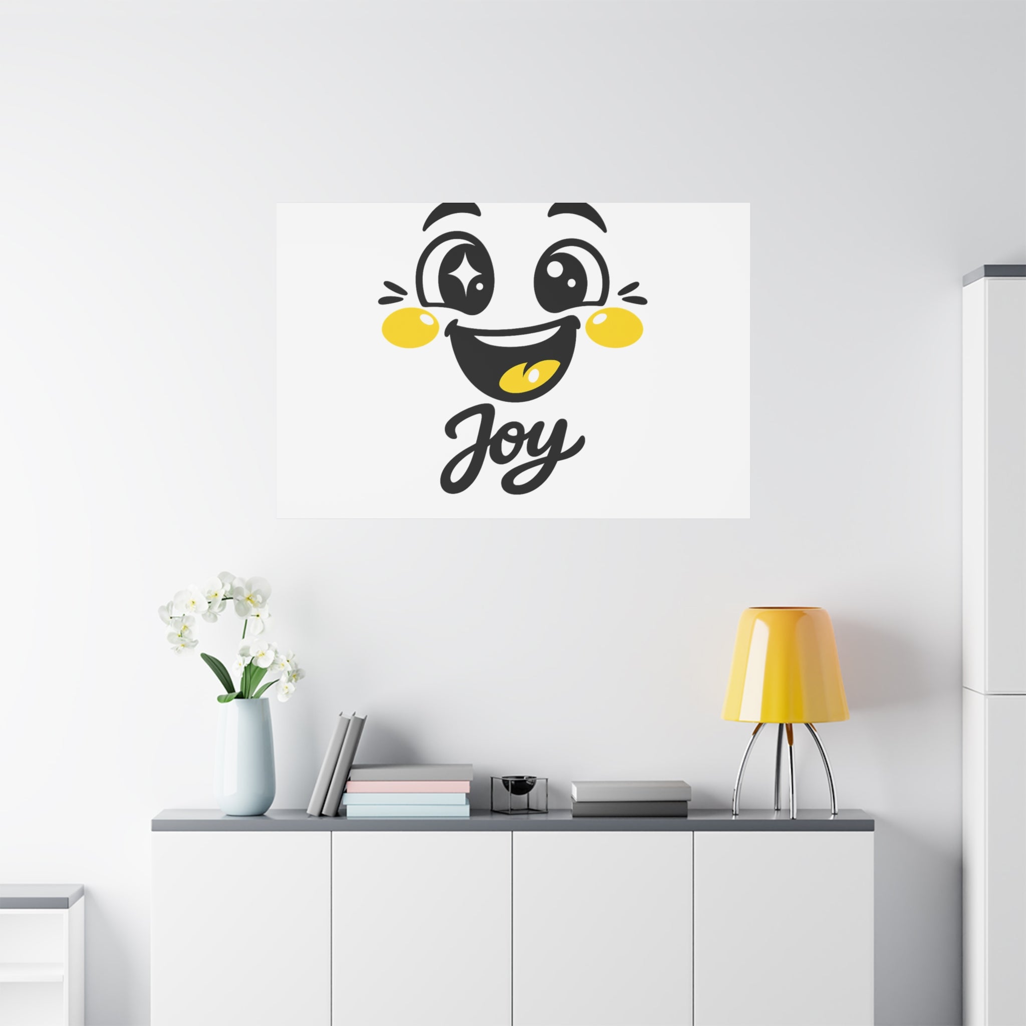 Joy Mood Face Canvas | kawaii minimal, thick outline emoji cartoon