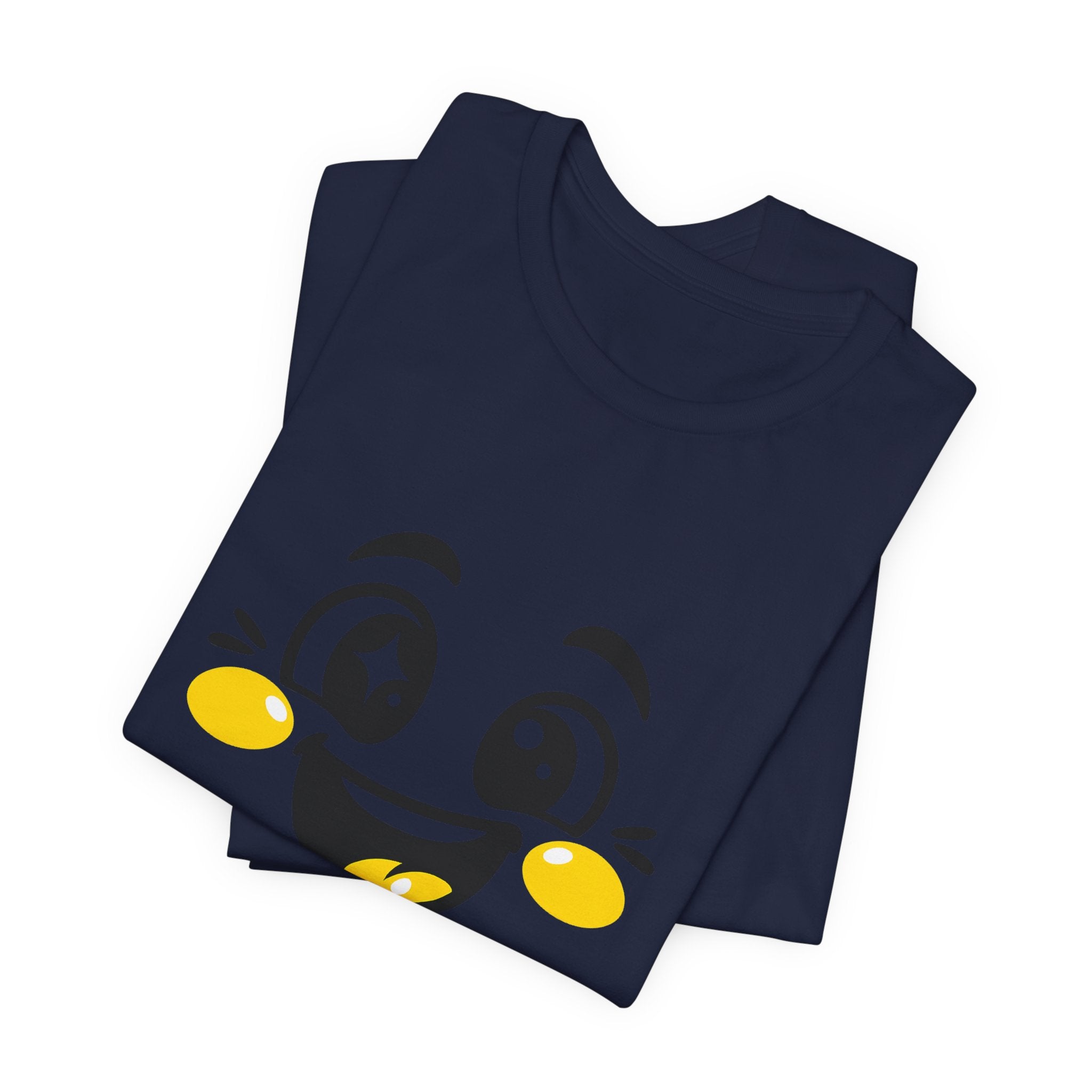 Joy Mood Face T-Shirt | kawaii minimal emoji cartoon, thick outline