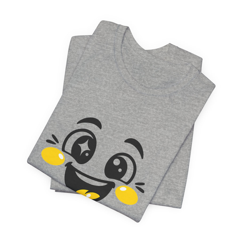 Joy Mood Face T-Shirt | kawaii minimal emoji cartoon, thick outline