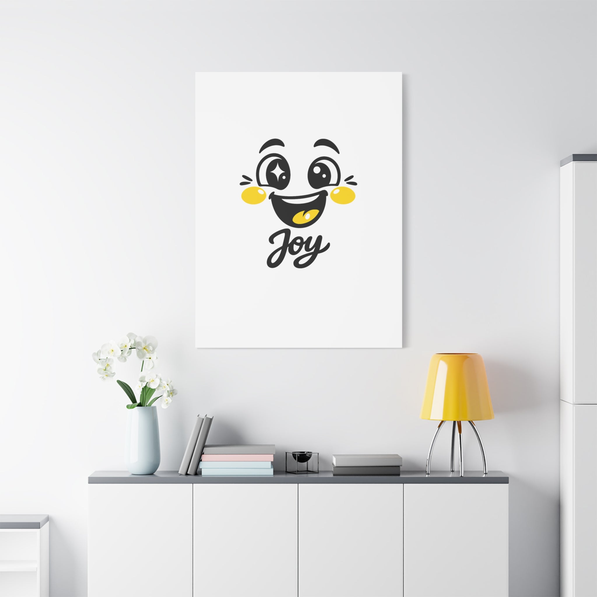 Joy Mood Face Canvas | kawaii minimal, thick outline emoji cartoon