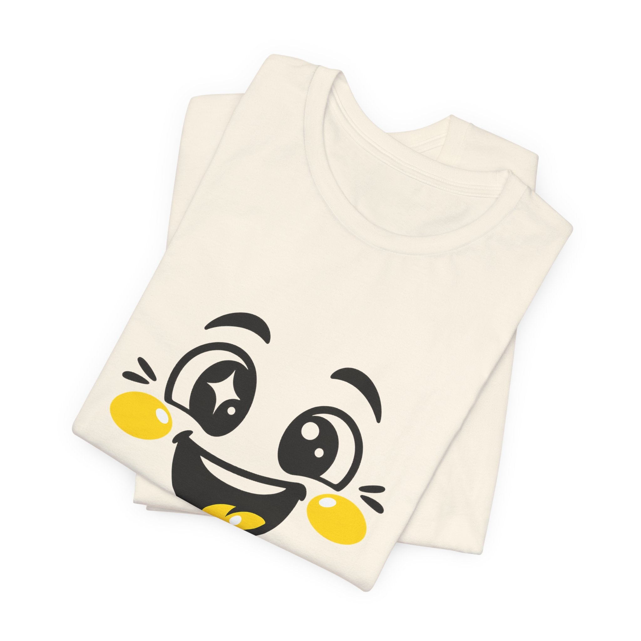 Joy Mood Face T-Shirt | kawaii minimal emoji cartoon, thick outline