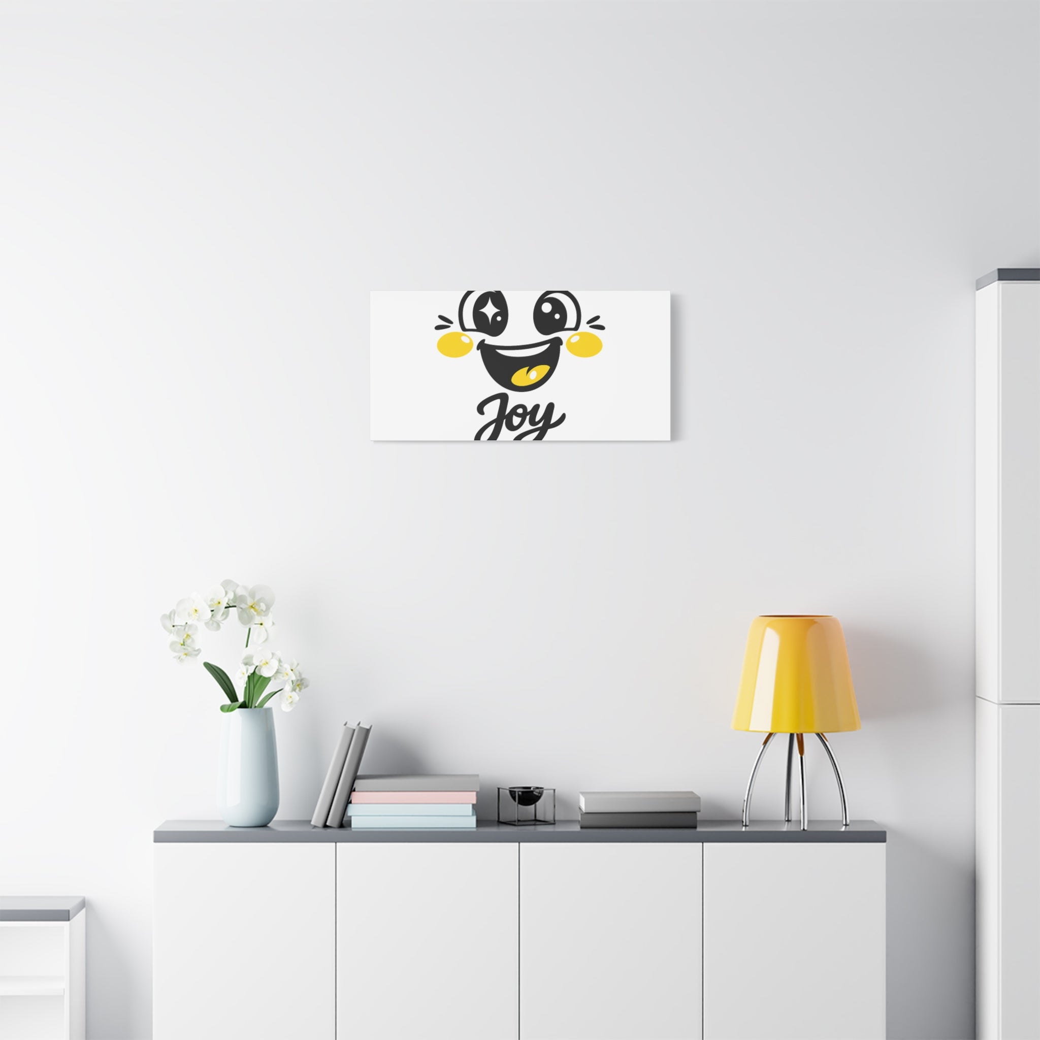 Joy Mood Face Canvas | kawaii minimal, thick outline emoji cartoon