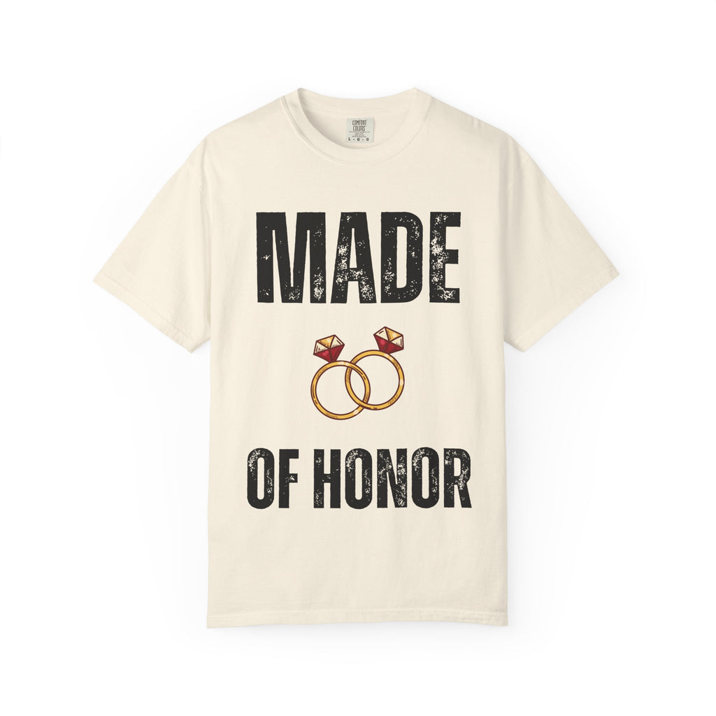 Made of Honor T‑Shirt — Maid of Honor Bridal Party Tee with Wedding Rings