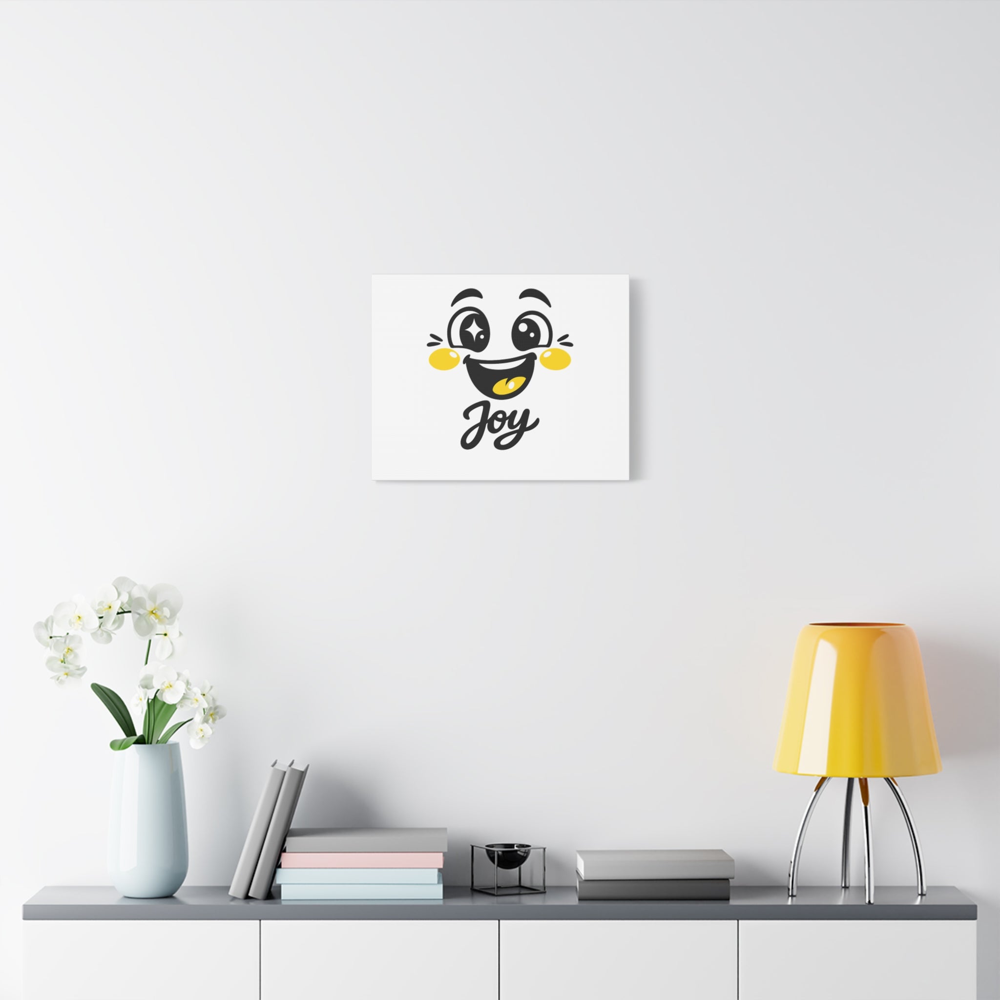Joy Mood Face Canvas | kawaii minimal, thick outline emoji cartoon