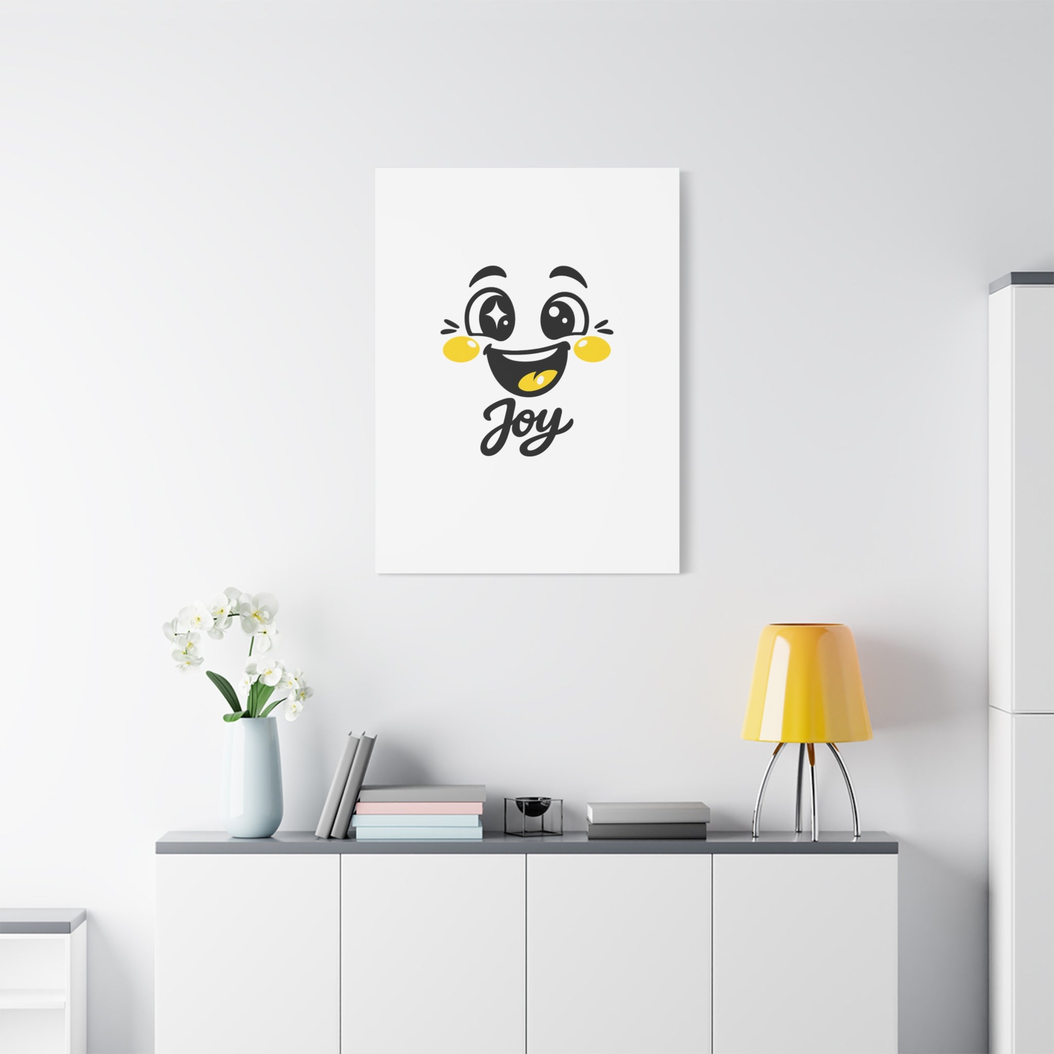 Joy Mood Face Canvas | kawaii minimal, thick outline emoji cartoon