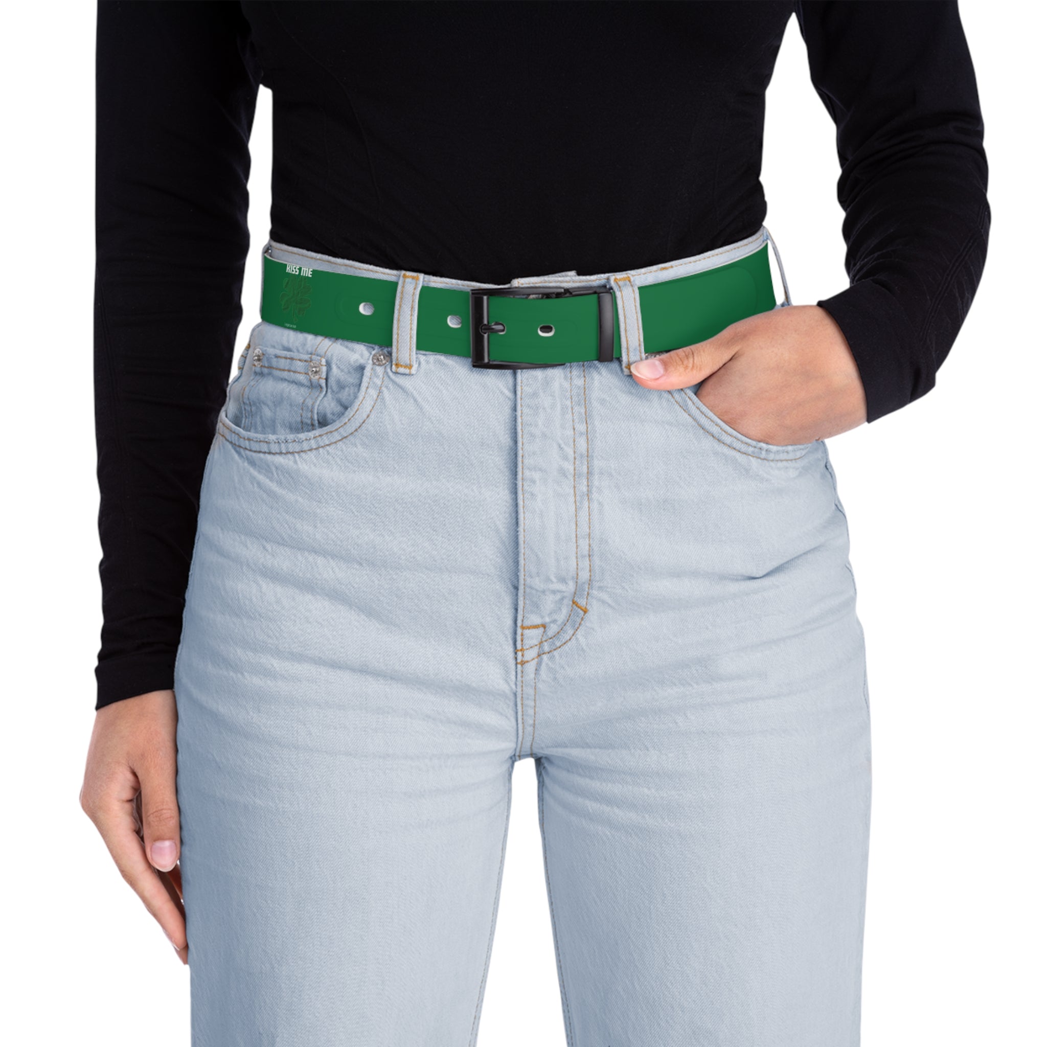 Green Gloss Belt — Slim Casual Waist Belt