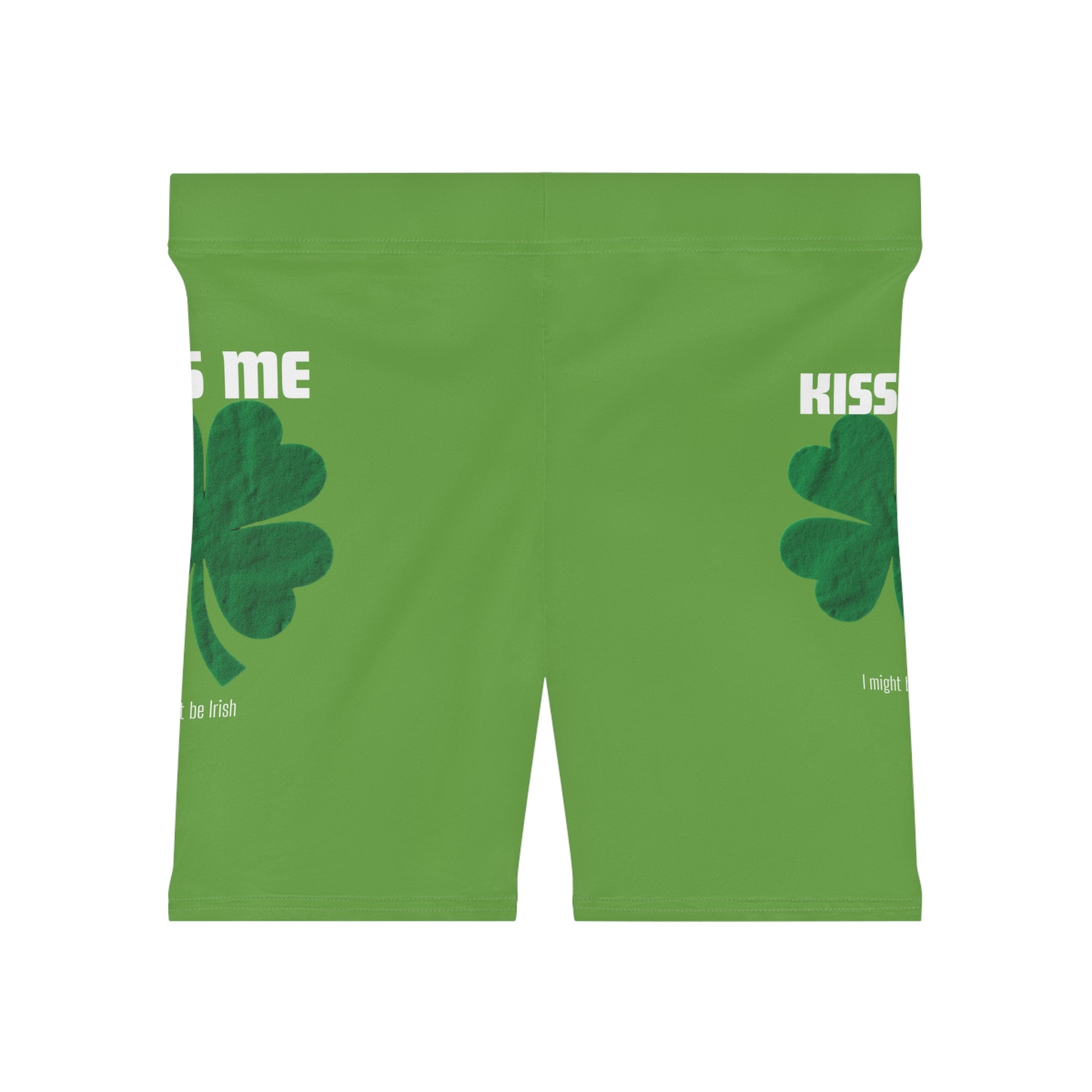 St. Patrick's Day 'Kiss Me' Green Shamrock Biker Shorts