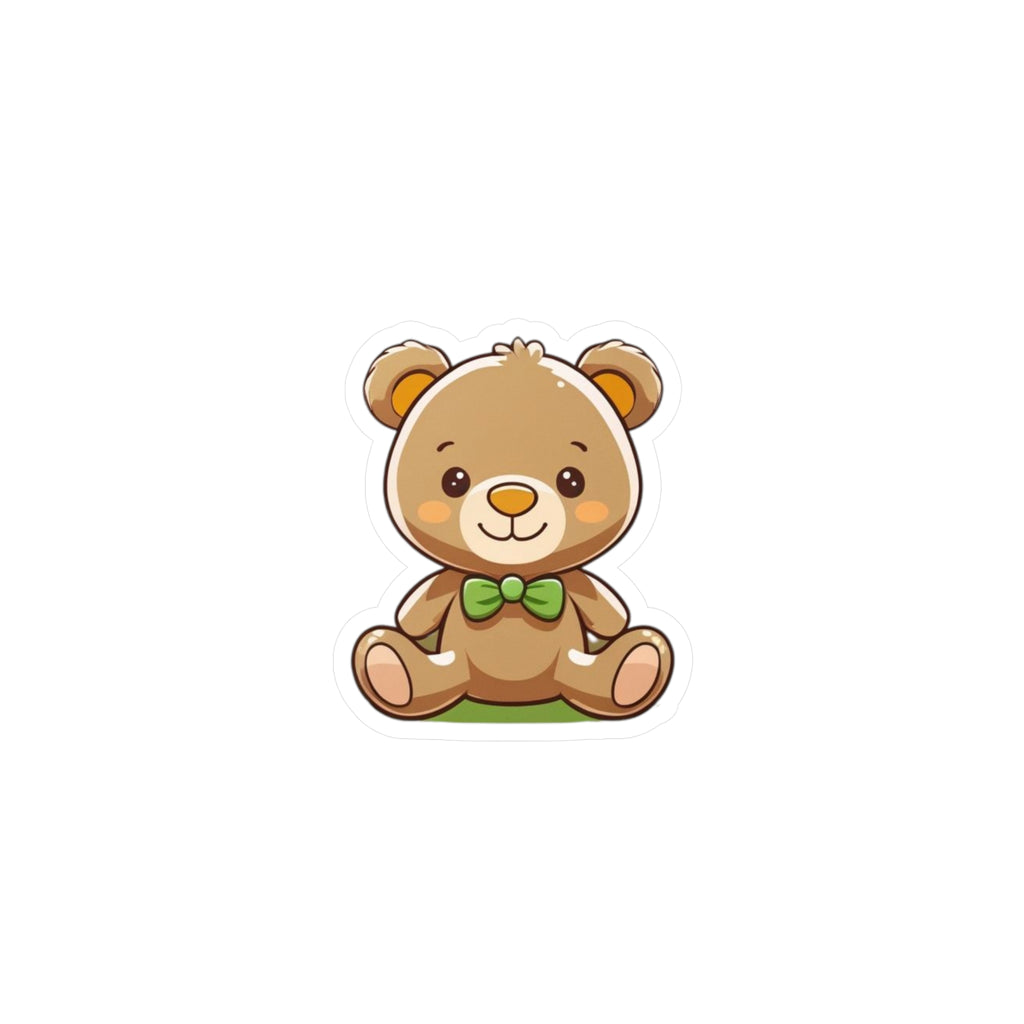 Happy Teddy Vinyl Sticker — Kiss-Cut Decal for Laptops, Water Bottles, & Windows