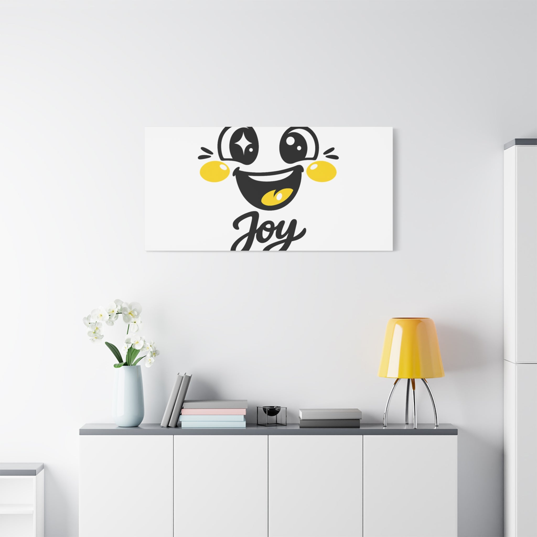 Joy Mood Face Canvas | kawaii minimal, thick outline emoji cartoon