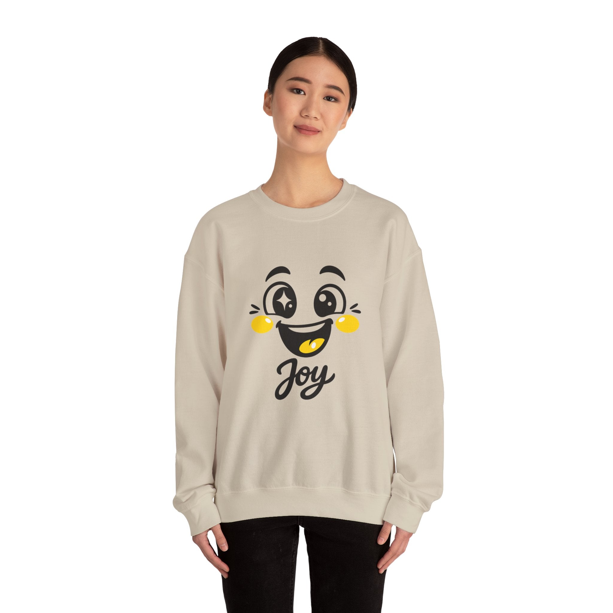 Joy Mood Face Sweatshirt | kawaii minimal, thick outline emoji cartoon