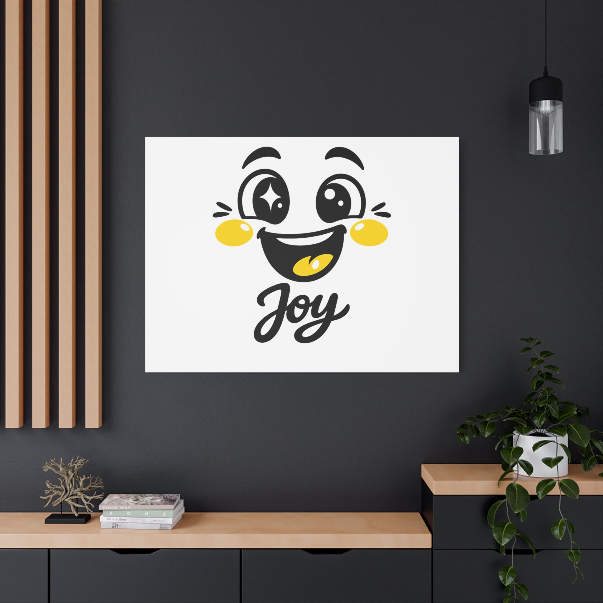 Joy Mood Face Canvas | kawaii minimal, thick outline emoji cartoon