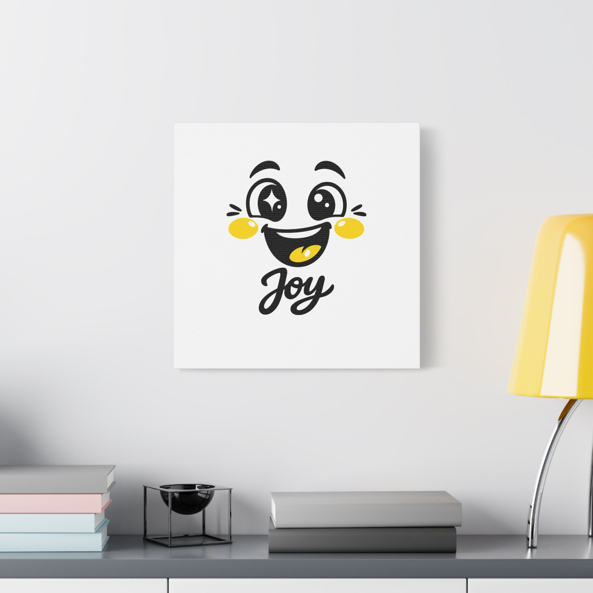 Joy Mood Face Canvas | kawaii minimal, thick outline emoji cartoon