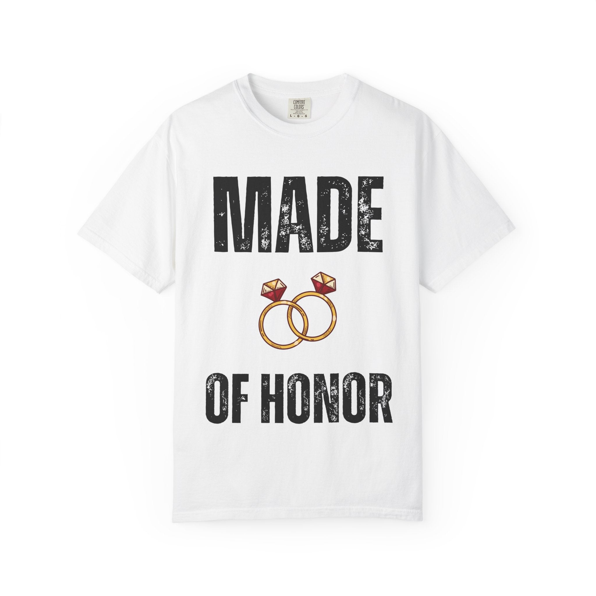Made of Honor T‑Shirt — Maid of Honor Bridal Party Tee with Wedding Rings