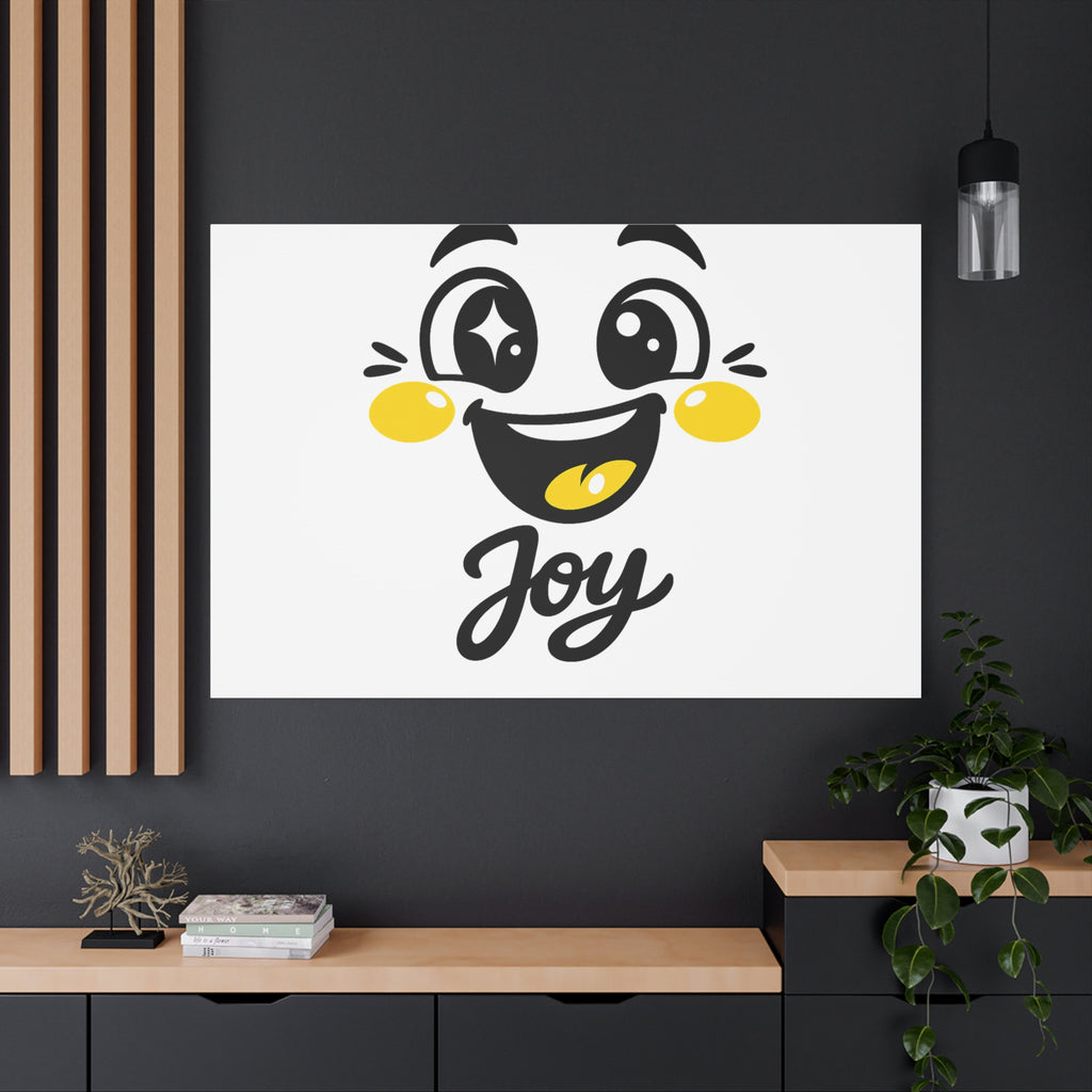 Joy Mood Face Canvas | kawaii minimal, thick outline emoji cartoon