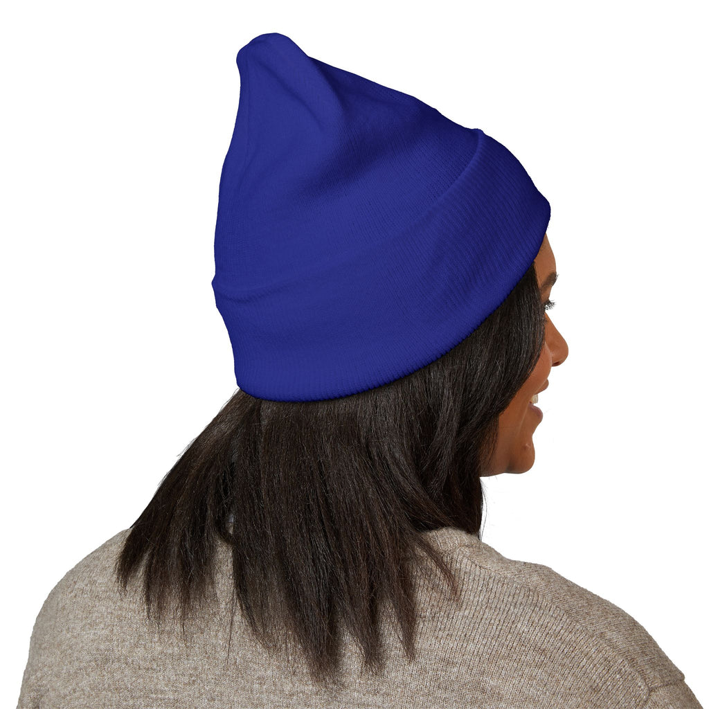 Happy Teddy Embroidered Cuffed Beanie — Cozy Cute Winter Hat