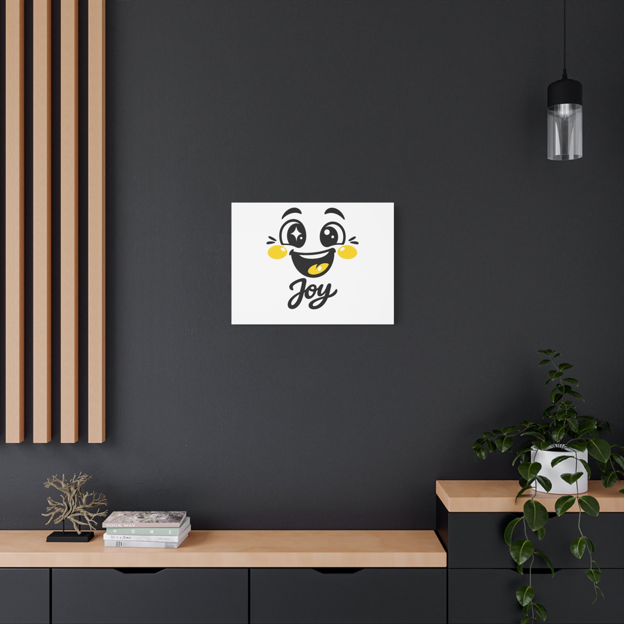 Joy Mood Face Canvas | kawaii minimal, thick outline emoji cartoon