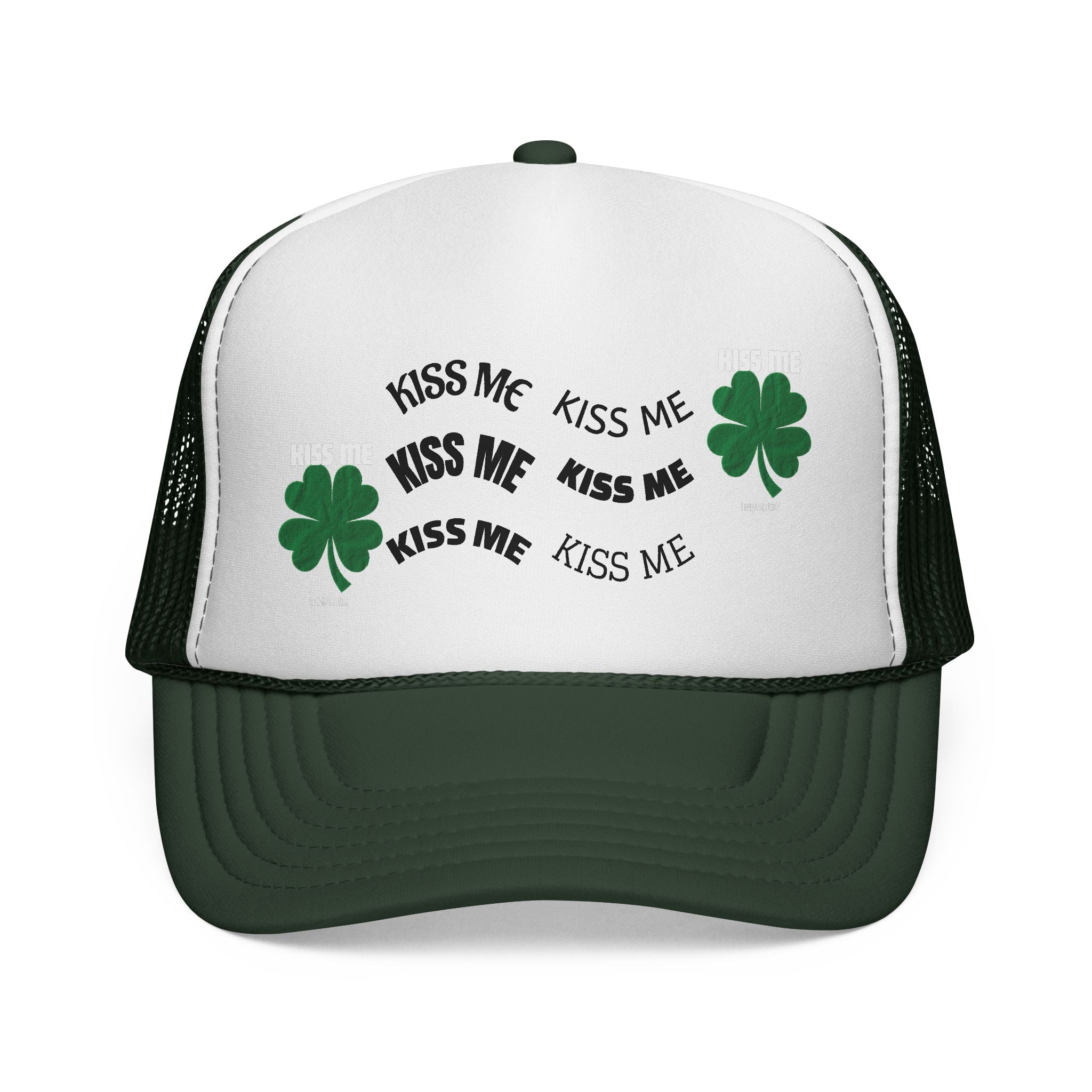 Kiss Me St. Patrick's Trucker Cap with Shamrocks