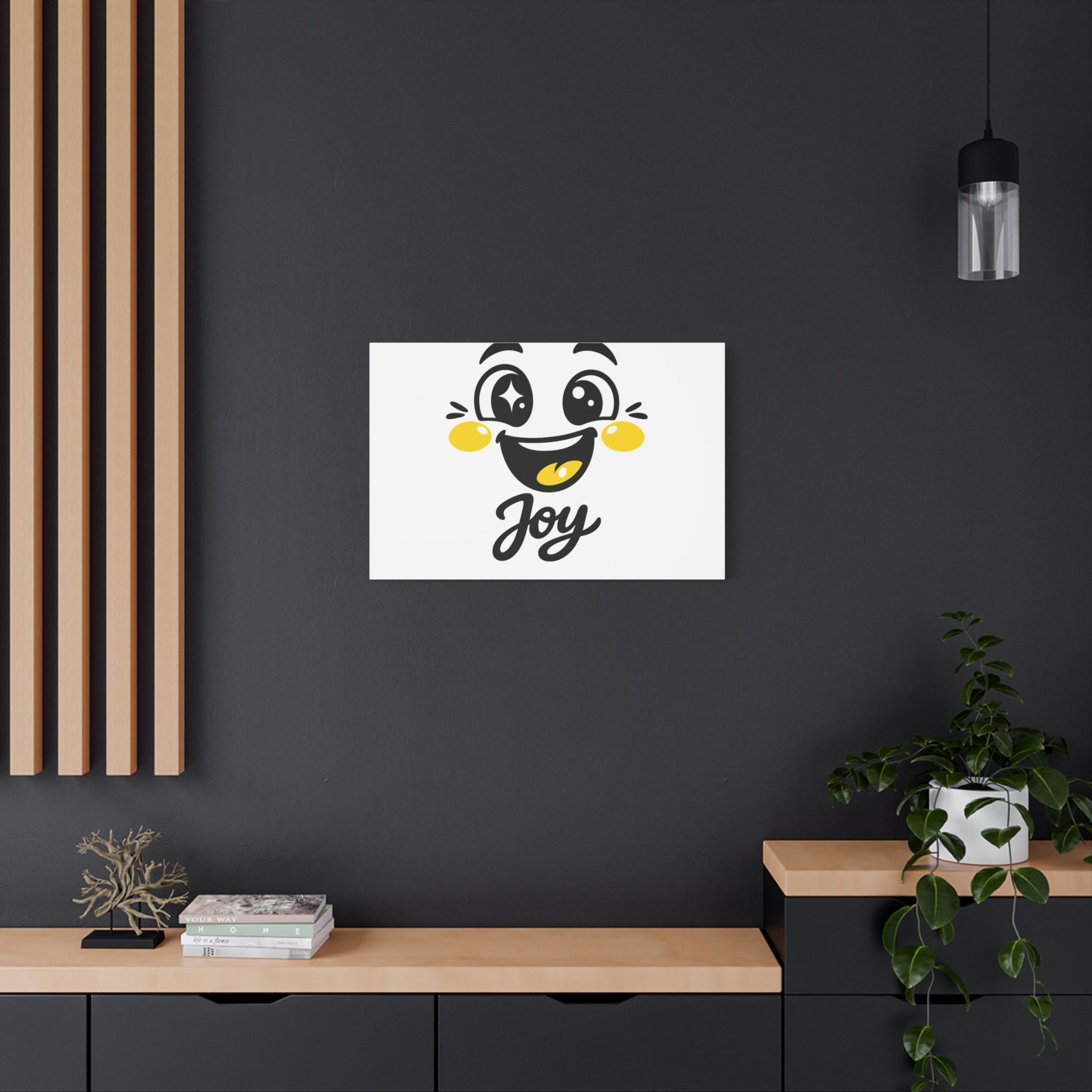 Joy Mood Face Canvas | kawaii minimal, thick outline emoji cartoon